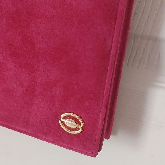 Vintage Rare SAFI Canada Fuchsia Pink Suede Leather Crossbody Bag - Picture 4 of 13